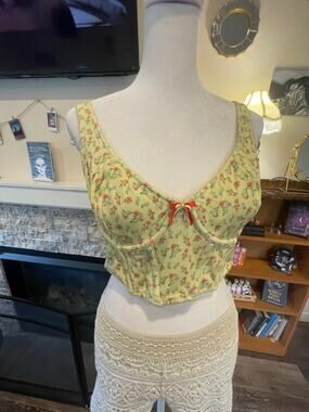 lounge sweet yellow floral corest top